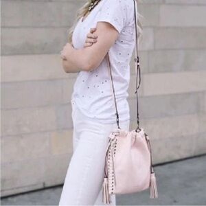 Rebecca Minkoff Pink Crossbody Bag with Studded Strap